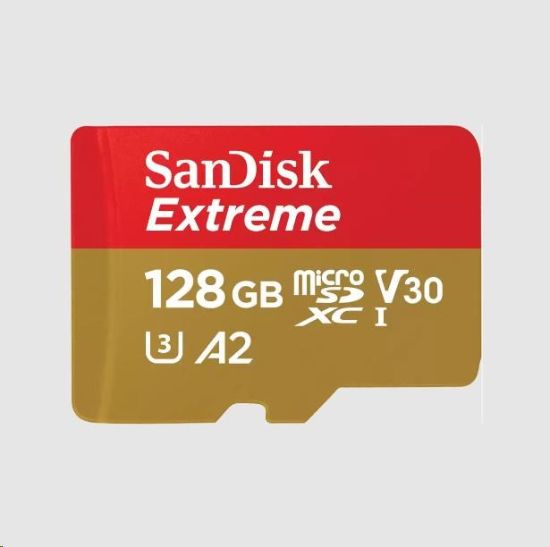 Obrázek SanDisk micro SDXC karta 128GB Extreme (190 MB/ s Class 10, UHS- I U3 V30) + adaptér