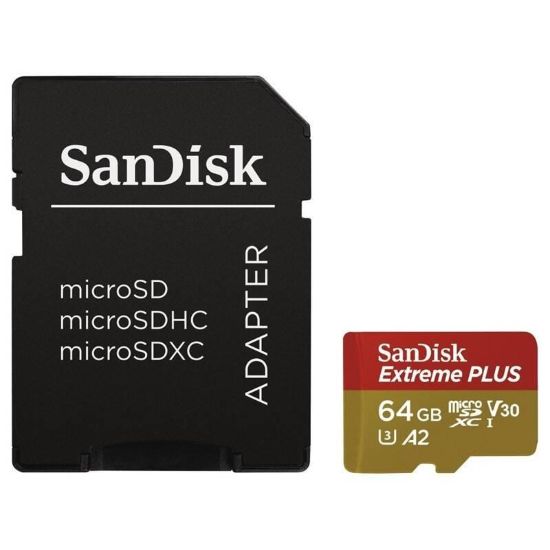 Obrázek SanDisk micro SDXC karta 64GB Extreme PLUS (200 MB/ s Class 10, UHS- I U3 V30) + adaptér