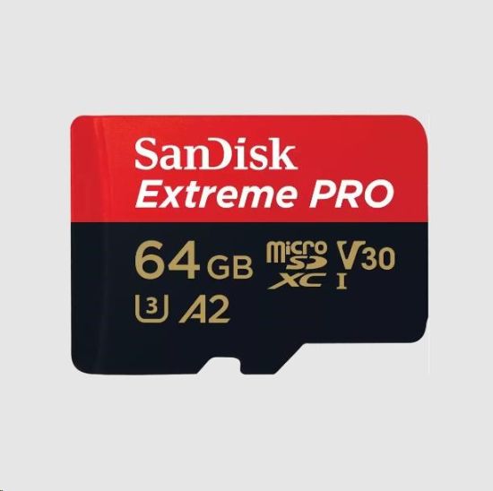 Obrázek SanDisk micro SDXC karta 64GB Extreme PRO (200 MB/ s Class 10, UHS- I U3 V30) + adaptér