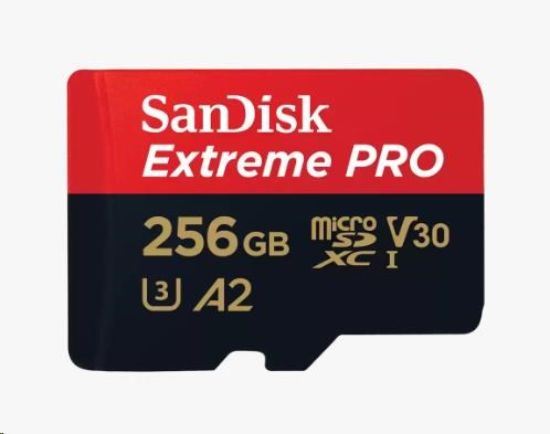 Obrázek SanDisk micro SDXC karta 256GB Extreme PRO (200 MB/ s Class 10, UHS- I U3 V30) + adaptér
