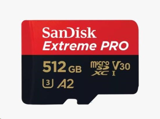 Obrázek SanDisk micro SDXC karta 512GB Extreme PRO (200 MB/ s Class 10, UHS- I U3 V30) + adaptér