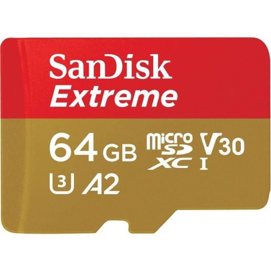 Obrázek SanDisk micro SDXC karta 64GB Extreme Action Cams and Drones (170 MB/ s Class 10, UHS- I U3 V30) + adaptér