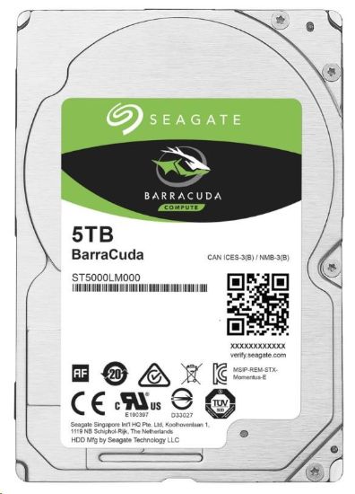 Obrázek SEAGATE HDD 5TB BARRACUDA, 2.5", SATAIII, 5400RPM, 128MB Cache, 15mm