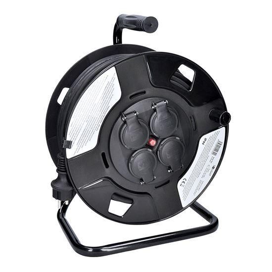 Obrázek Solight prodlužovací přívod na bubnu, 4 zásuvky, venkovní, 50m gumový kabel, 3x 1, 5mm2, IP44