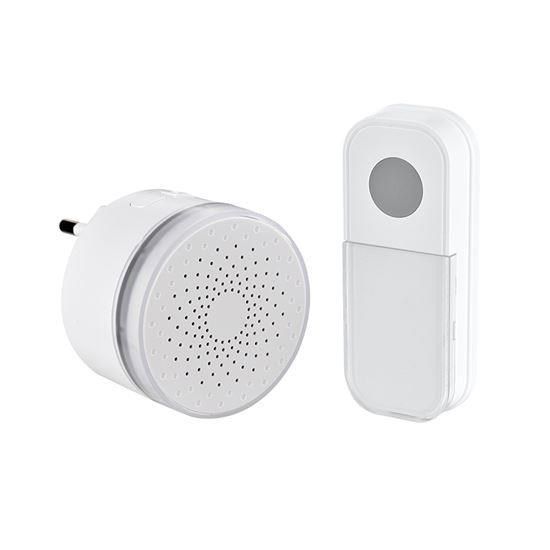 Obrázek Solight bezdrátový mini zvonek, do zásuvky, 180m, bílý, learning code