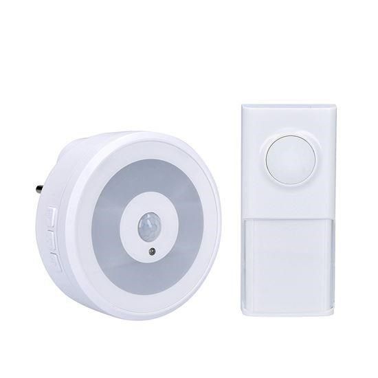 Obrázek Solight bezdrátový zvonek s nočním světélkem na senzor pohybu, do zásuvky, 250m, bílý, learning code