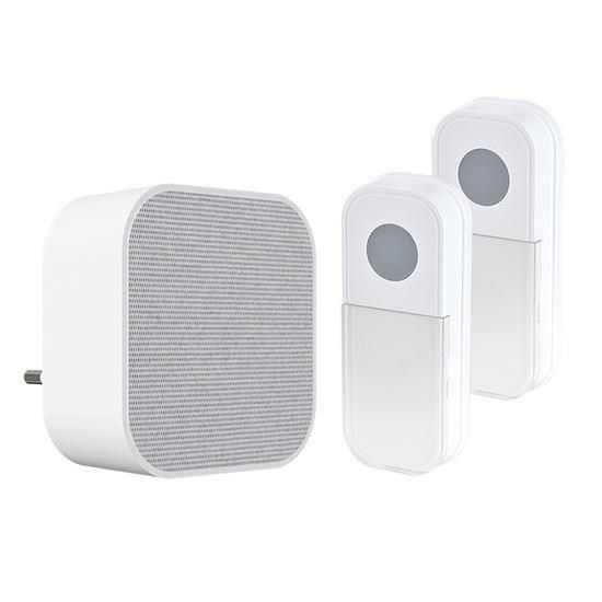 Obrázek Solight bezdrátový zvonek, 2 tlačítka, do zásuvky, 180m, bílý, learning code