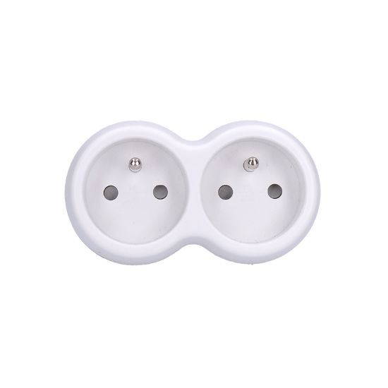 Obrázek Solight rozbočka, 2x 10A, bílá- šedá