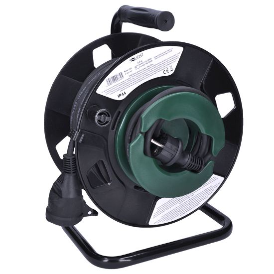 Obrázek Solight prodlužovací přívod na bubnu, 1 zásuvka, venkovní, 25m gumový kabel, 3x 1, 5mm2, IP44