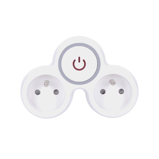 Obrázek Solight rozbočka, 2x 10A, bílá- šedá, vypínač