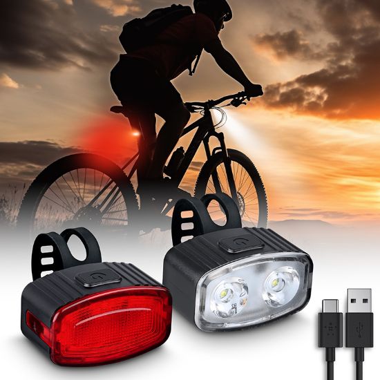 Obrázek Solight set nabíjecích cyklo svítilen, 160lm přední, zadní červená, Li- Ion, USB