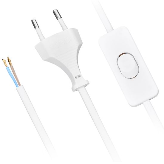 Obrázek Solight flexo šňůra, 2x 0, 75mm2, bílá, plochá, vypínač, 3m