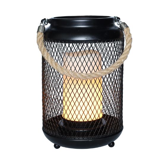 Obrázek Solight kovová lucerna s LED svíčkou, teplá bílá, 3xAA, černá, 20cm