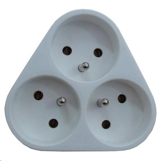 Obrázek Solight rozbočka, 3x 10A, trojuholník, biela