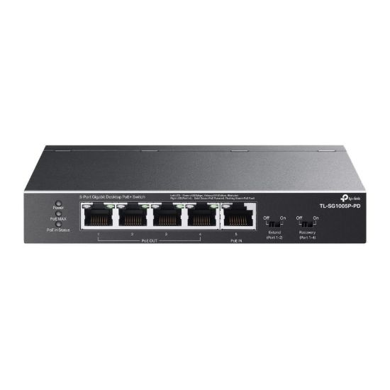 Obrázek BAZAR - TP-Link switch TL-SG1005P-PD (5xGbE,4xPoE+,1xPoE-in,PoE++,90W, fanless) - rozbaleno