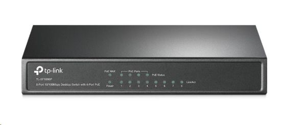 Obrázek TP- Link switch TL- SF1008P (8x100Mb/ s, 4xPoE+, 66W, fanless)