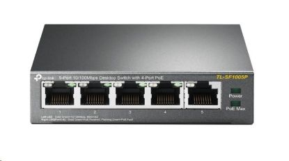 Obrázek TP- Link switch TL- SF1005P (5x100Mb/ s, 4xPoE+, 67W, fanless)