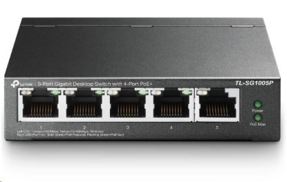 Obrázek TP- Link switch TL- SG1005P (5xGbE, 4xPoE+, 65W, fanless)