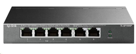 Obrázek TP- Link switch TL- SF1006P (6x100Mb/ s, 4xPoE+, 67W, fanless)