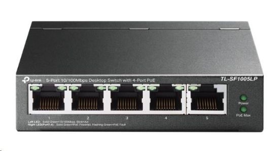 Obrázek TP- Link switch TL- SF1005LP (5x100Mb/ s, 4xPoE, 41W, fanless)