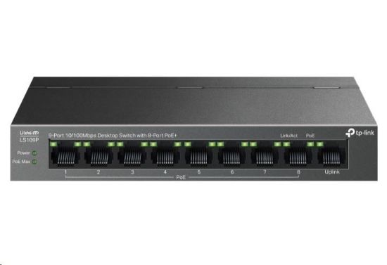 Obrázek TP- Link LiteWave switch LS109P (9x100Mb/ s, 8xPoE+, 63W, fanless)