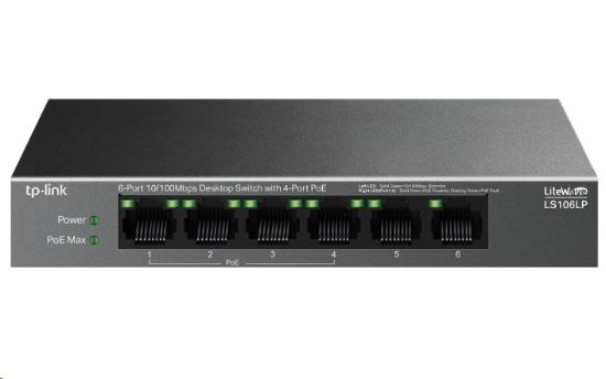 Obrázek TP- Link LiteWave switch LS106LP (6x100Mb/ s, 4xPoE, 41W, fanless)