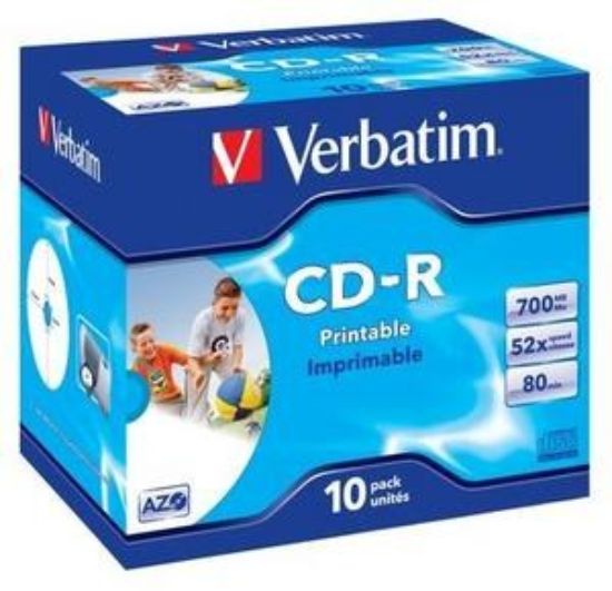 Obrázek VERBATIM CD- R(10- Pack)Jewel/ Printable/ DLP/ 52x/ 700MB