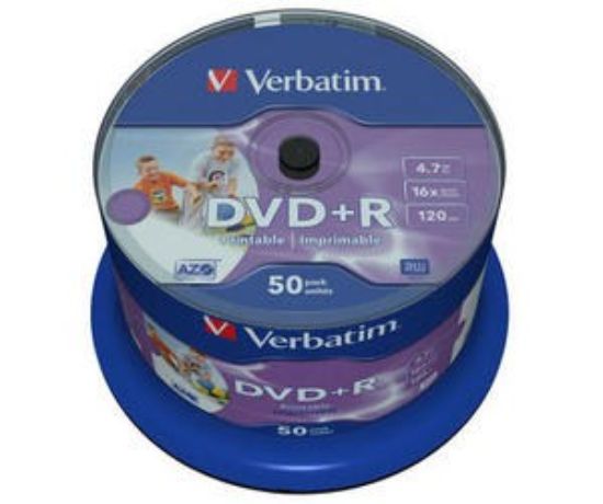 Obrázek VERBATIM DVD+R(50- Pack)Spindle/ Printable/ 16x/ 4.7GB/ DLP