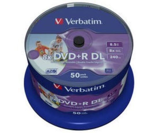 Obrázek VERBATIM DVD+R(50- pack)DoubleLayer/ Spindle/ 8X/ 8.5GB/ Printable/ NoID