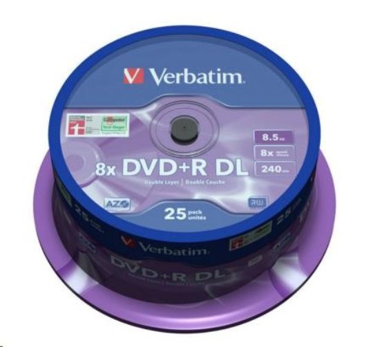 Obrázek VERBATIM DVD+R(25- pack) Double layer/ 8x/ 8.5GB/ spindle