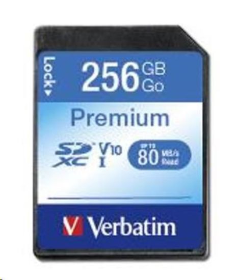 Obrázek VERBATIM SDXC karta 256GB Class 10, UHS- 1 (R: 80/ W: 10 MB/ s)