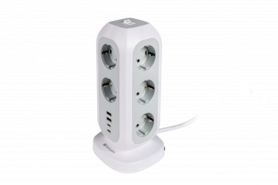 Obrázek VERBATIM EU Power Tower EUPT- 01 Nabíjecí stanice , 11x 230V, 2x USB- C, 2x USB- A