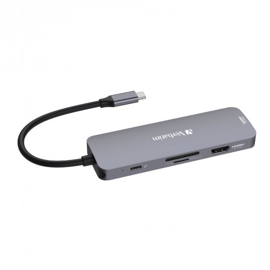 Obrázek VERBATIM Hub USB- C Pro Multiport 8 Port, 3x USB 3.2, 1x USB- C, 2xHDMI, microSD/ SD, šedá