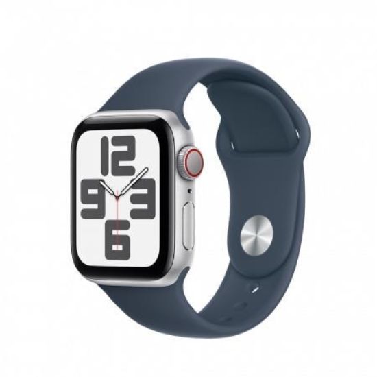 Obrázek APPLE Watch SE GPS + Cellular 40mm Silver Aluminium Case with Storm Blue Sport Band - M/ L