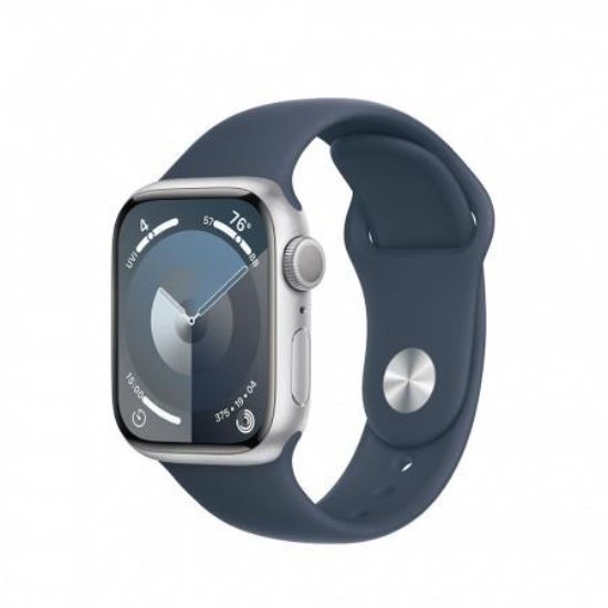 Obrázek APPLE Watch Series 9 GPS 41mm Silver Aluminium Case with Storm Blue Sport Band - M/ L