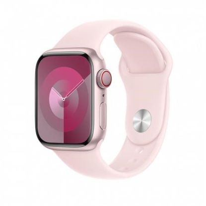 Obrázek APPLE Watch Series 9 GPS + Cellular 45mm Pink Aluminium Case with Light Pink Sport Band - S/ M