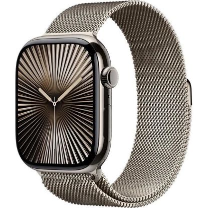 Obrázek Apple Watch Series 10 GPS + Cellular 46mm Natural Titanium Case with Natural Milanese Loop - S/ M