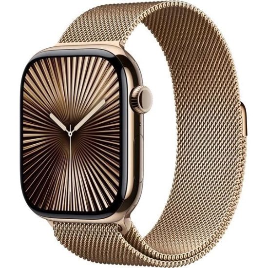 Obrázek Apple Watch Series 10 GPS + Cellular 46mm Gold Titanium Case with Gold Milanese Loop - M/L
